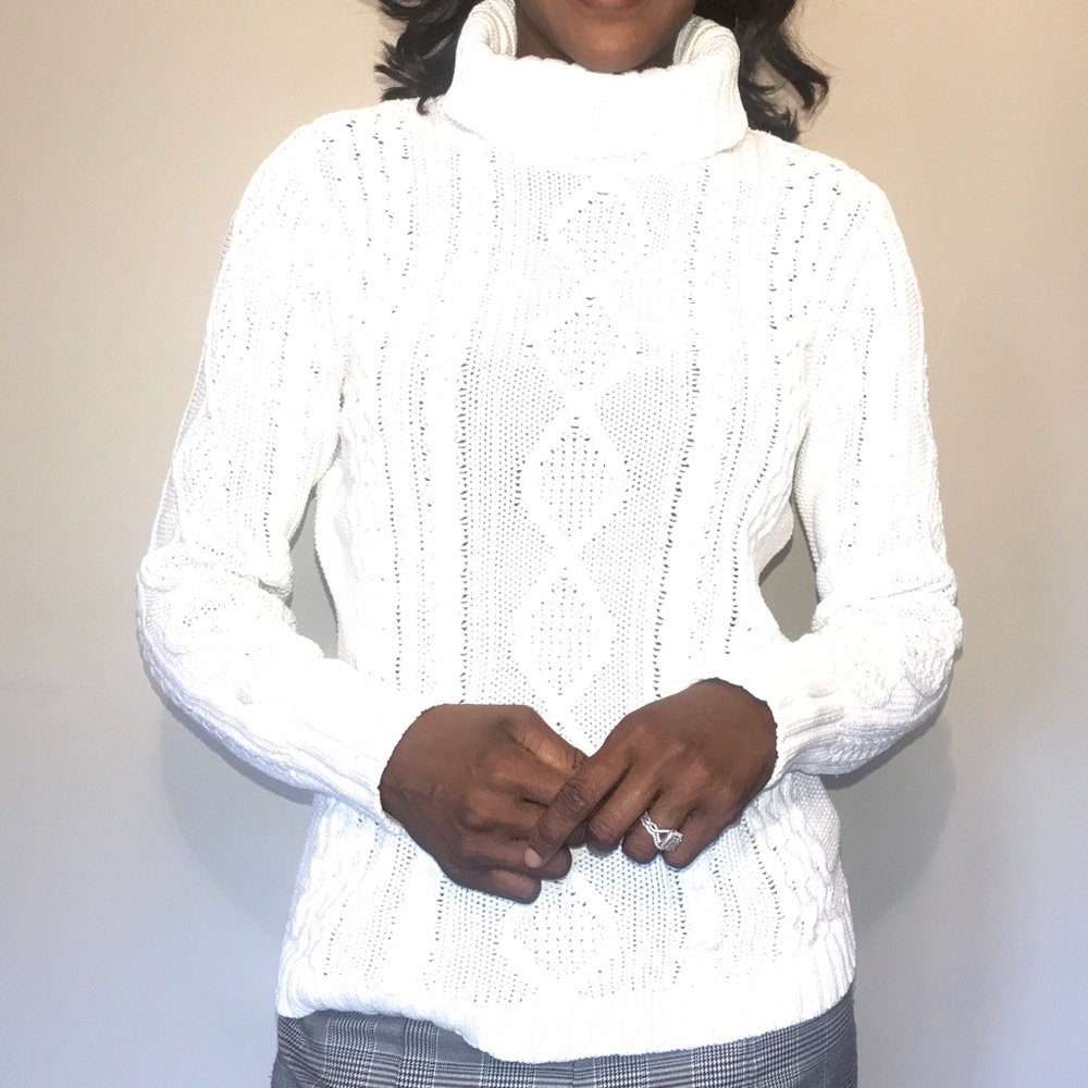 Cable-nit turtleneck sweater